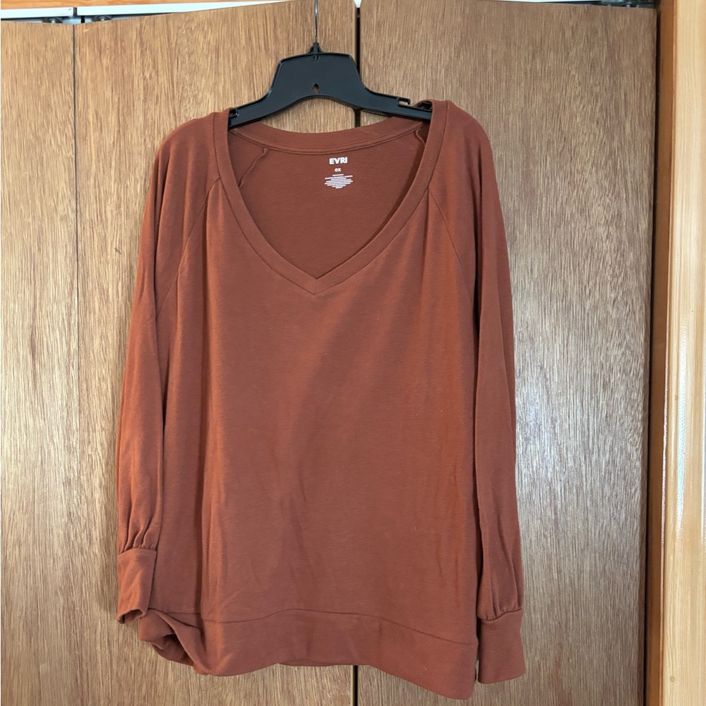 EVRI Burnt Orange Long Sleeve Knit Top